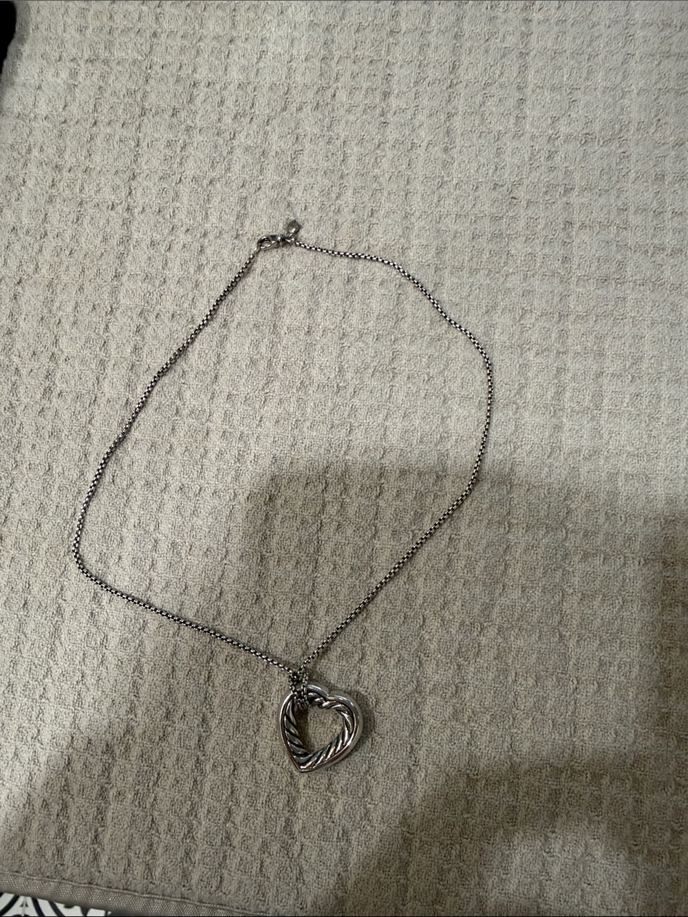 David Yurman Sterling Silver Twisted Heart Pendant Necklace